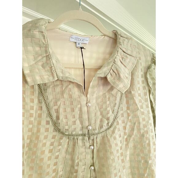 S'edge Fall Erin Dress Short Sleeve, Lily Pad Gingham Green, Medium, 272$ NWT - Picture 3 of 7